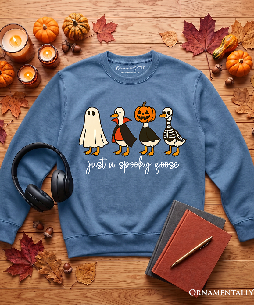 Just a Spooky Goose Sweatshirt, Funny Halloween Costumes Sweater - Grazingbelles
