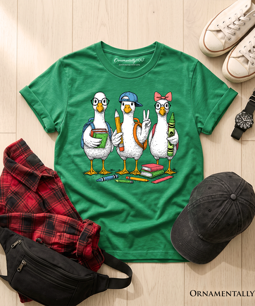 Kids Goose Back to School T-Shirt, Cute Youth Student Classroom Tee - Grazingbelles