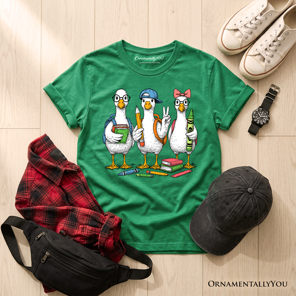 Kids Goose Back to School T-Shirt, Cute Youth Student Classroom Tee - Grazingbelles