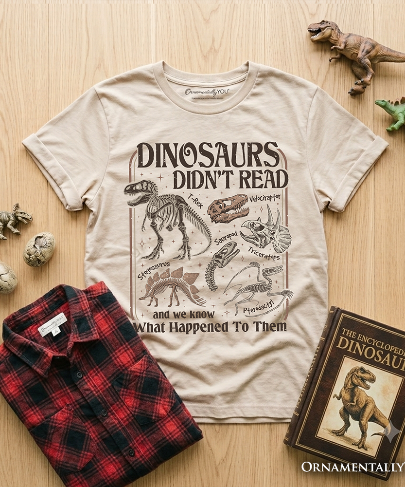 Kids Dinosaurs Didn't Read T-Shirt, Funny Youth Tee for Book Lovers - Grazingbelles