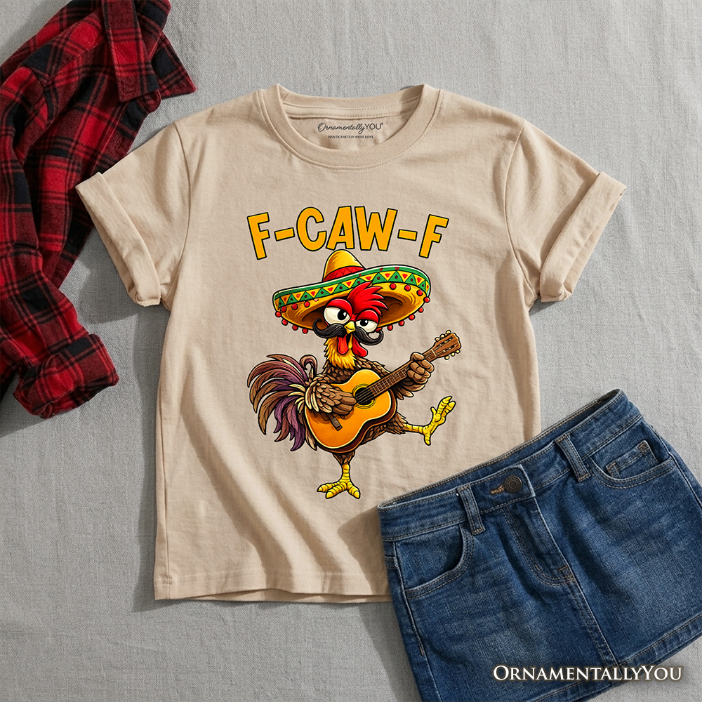 Kids F-CAW-F Rooster Cinco De Mayo T-Shirt, Funny Mexican Youth Tee - Grazingbelles