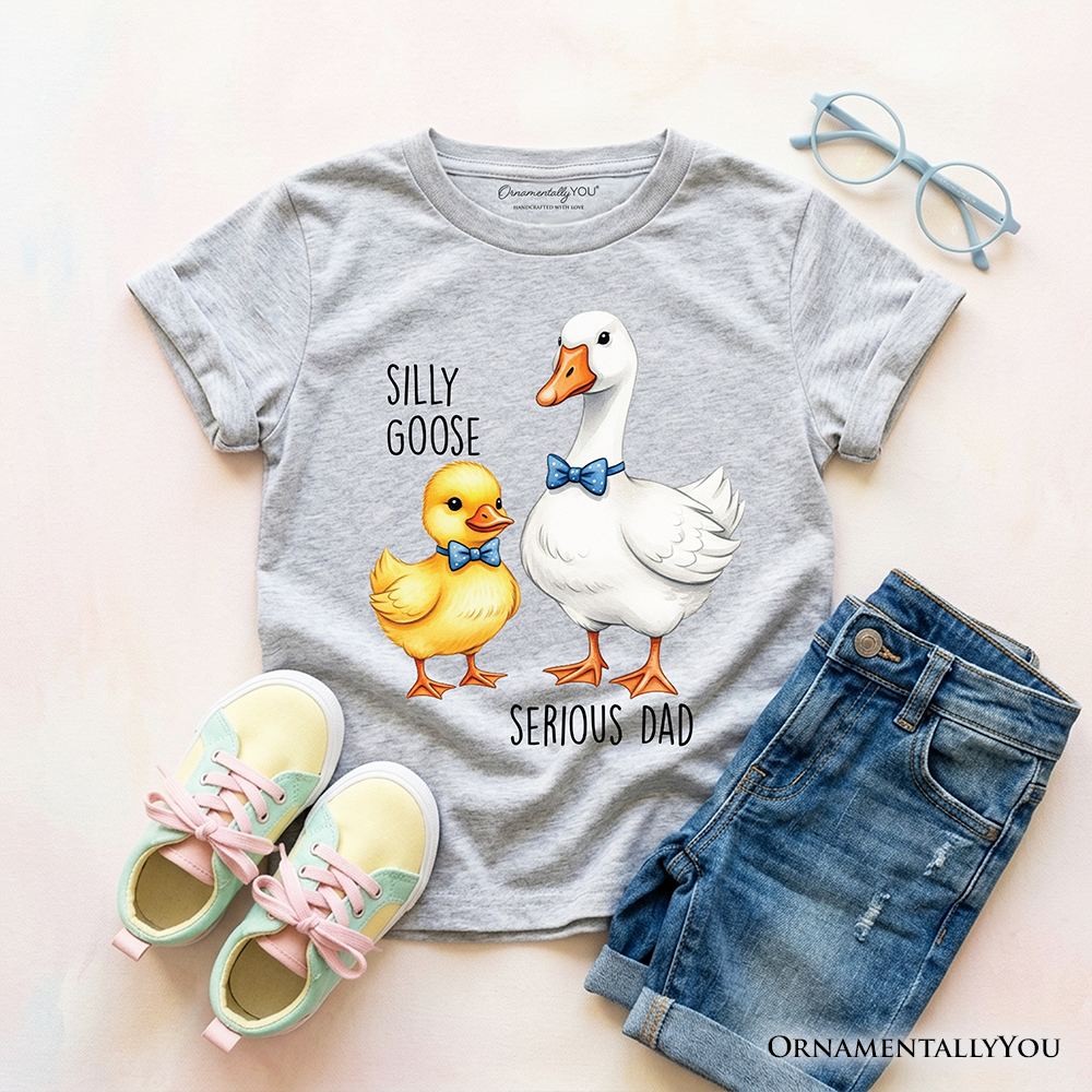 Kids Silly Goose Serious Dad Tie T-Shirt, Cute Duo Youth Tee - Grazingbelles