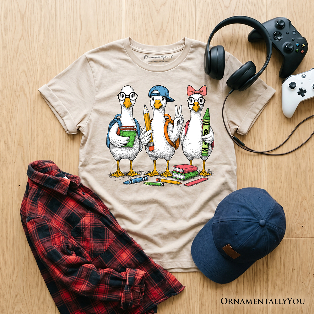 Kids Goose Back to School T-Shirt, Cute Youth Student Classroom Tee - Grazingbelles