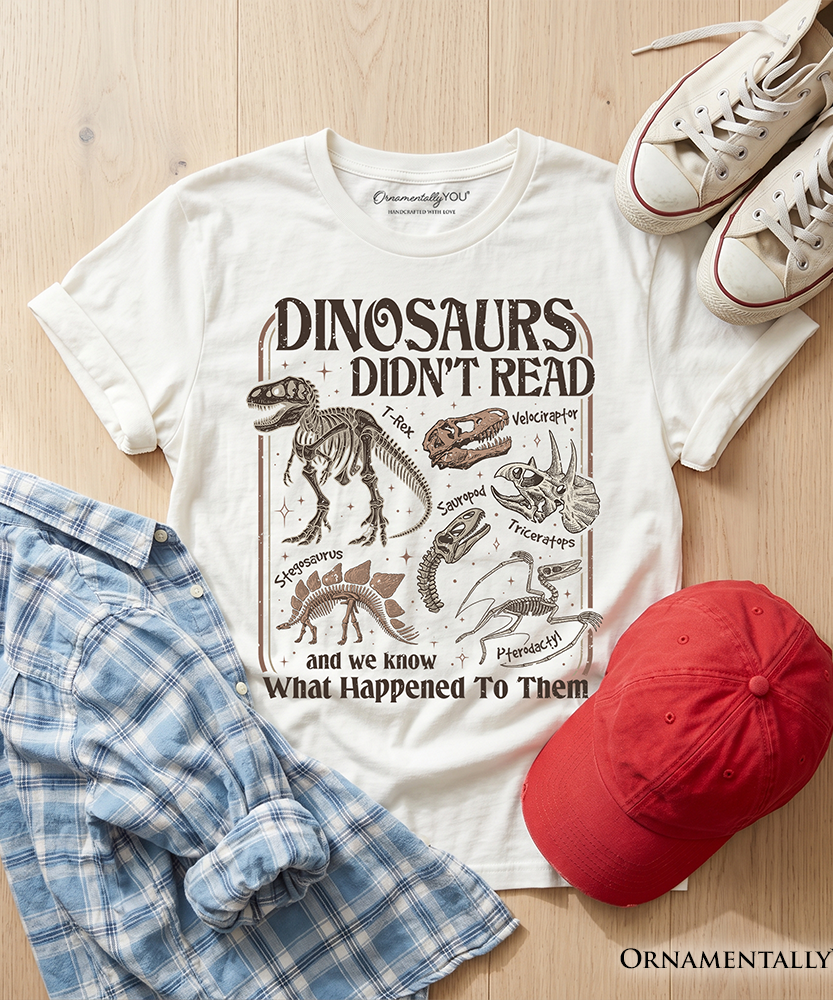 Kids Dinosaurs Didn't Read T-Shirt, Funny Youth Tee for Book Lovers - Grazingbelles