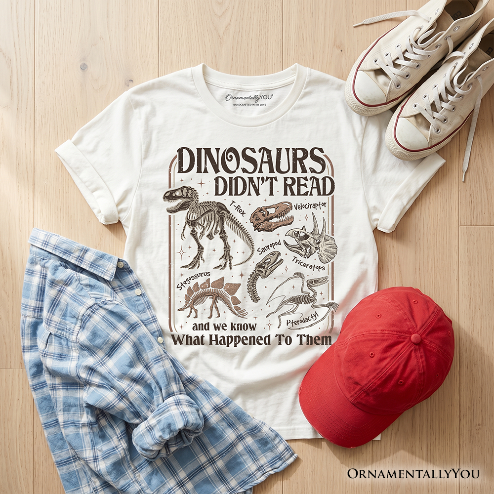 Kids Dinosaurs Didn't Read T-Shirt, Funny Youth Tee for Book Lovers - Grazingbelles
