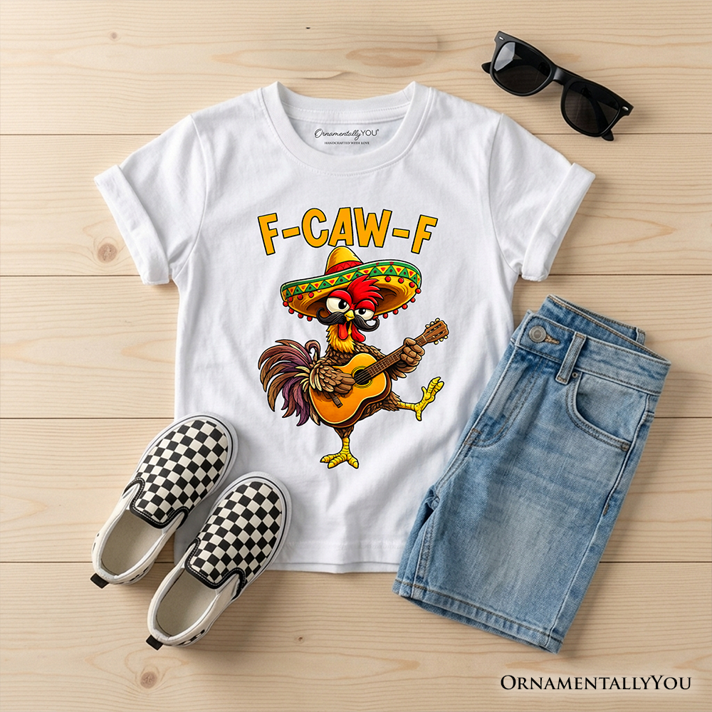 Kids F-CAW-F Rooster Cinco De Mayo T-Shirt, Funny Mexican Youth Tee - Grazingbelles