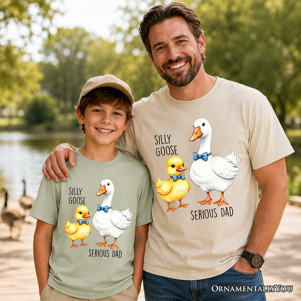 Kids Silly Goose Serious Dad Tie T-Shirt, Cute Duo Youth Tee - Grazingbelles