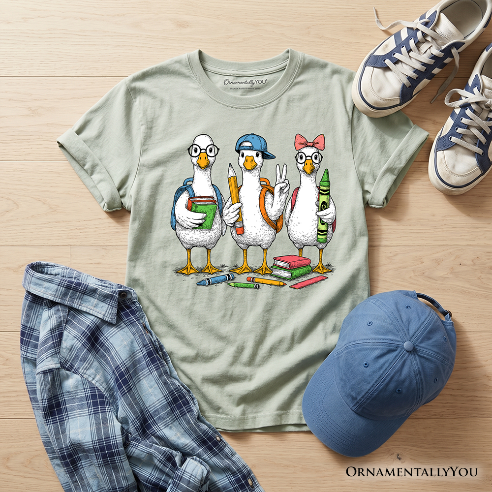 Kids Goose Back to School T-Shirt, Cute Youth Student Classroom Tee - Grazingbelles