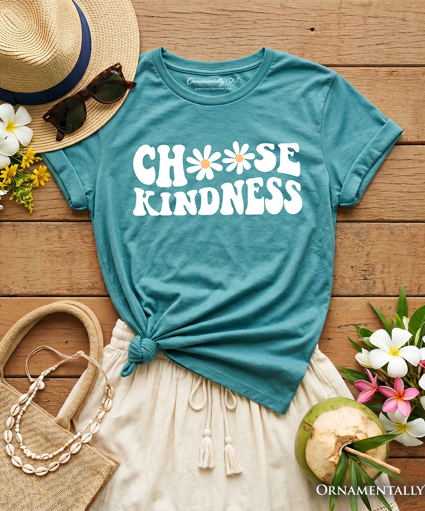Choose Kindness Daisies Kids T-Shirt, Retro Groovy Positive Quote Tee for Youth - Grazingbelles