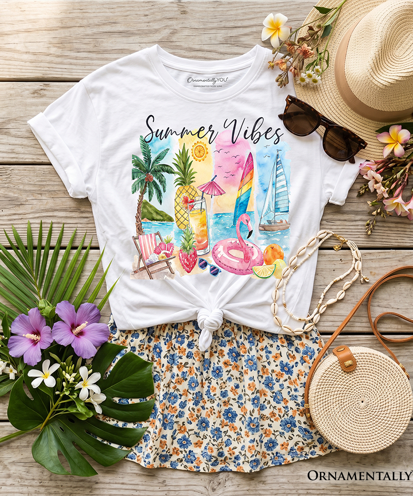Kids Summer Vibes T-Shirt, Colorful Vacation Beach Tee for Youth - Grazingbelles