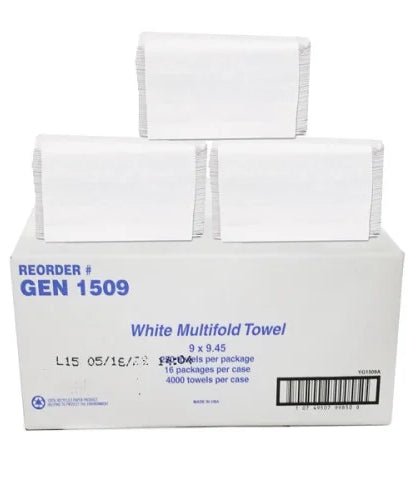 GEN® Multifold Paper Towels, 1-Ply, White, 4000 Towels (GEN1509) - Grazingbelles