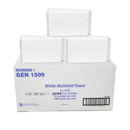 GEN® Multifold Paper Towels, 1-Ply, White, 4000 Towels (GEN1509) - Grazingbelles