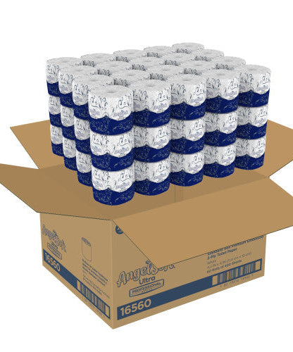 Georgia Pacific Professional Angel Soft ps Ultra 2-Ply Premium Bathroom Tissue, Septic Safe, White, 400 Sheets/Roll, 60/Carton (16560) - Grazingbelles