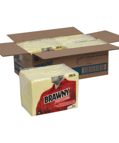 Brawny Dusting Cloths Quarterfold, 17 x 24, Unscented, Yellow, 50/Pack, 4 Packs/Carton (29616) - Grazingbelles