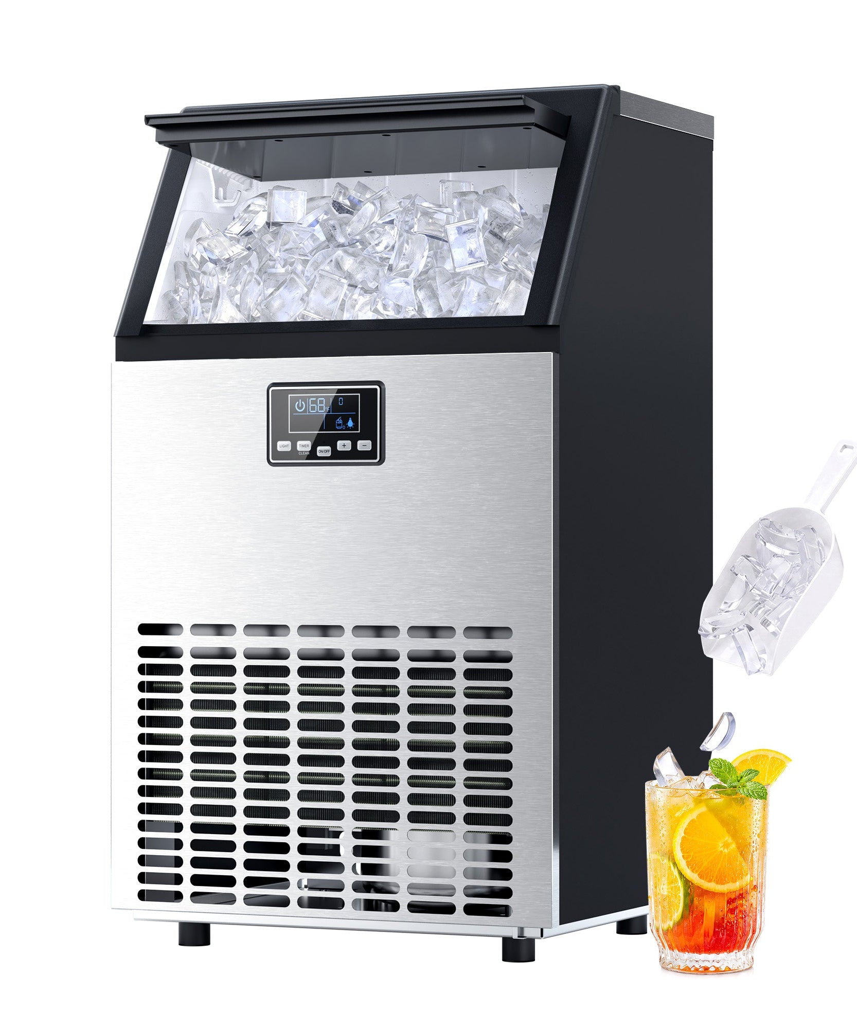 Commercial Ice Maker Machine,120lbs/24H Moon-Shaped Ice Machine with 28 Lbs Storage Capacity Z5845M