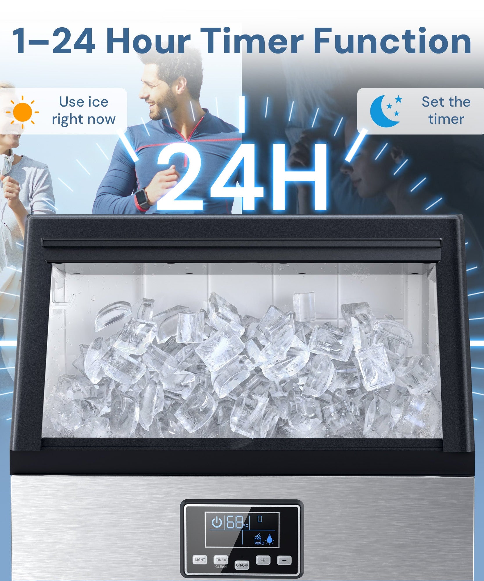 Commercial Ice Maker Machine,120lbs/24H Moon-Shaped Ice Machine with 28 Lbs Storage Capacity Z5845M
