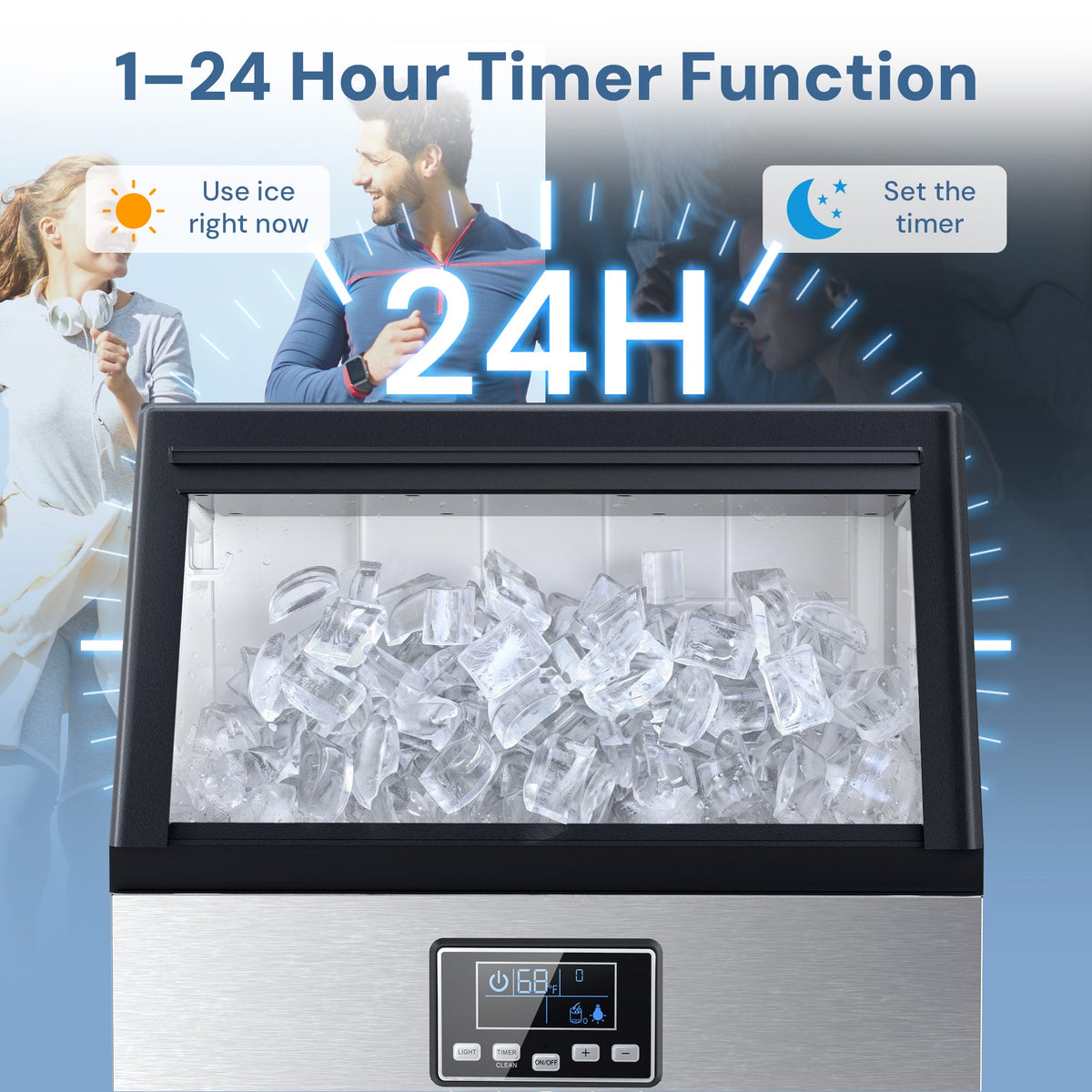 Commercial Ice Maker Machine,120lbs/24H Moon-Shaped Ice Machine with 28 Lbs Storage Capacity Z5845M