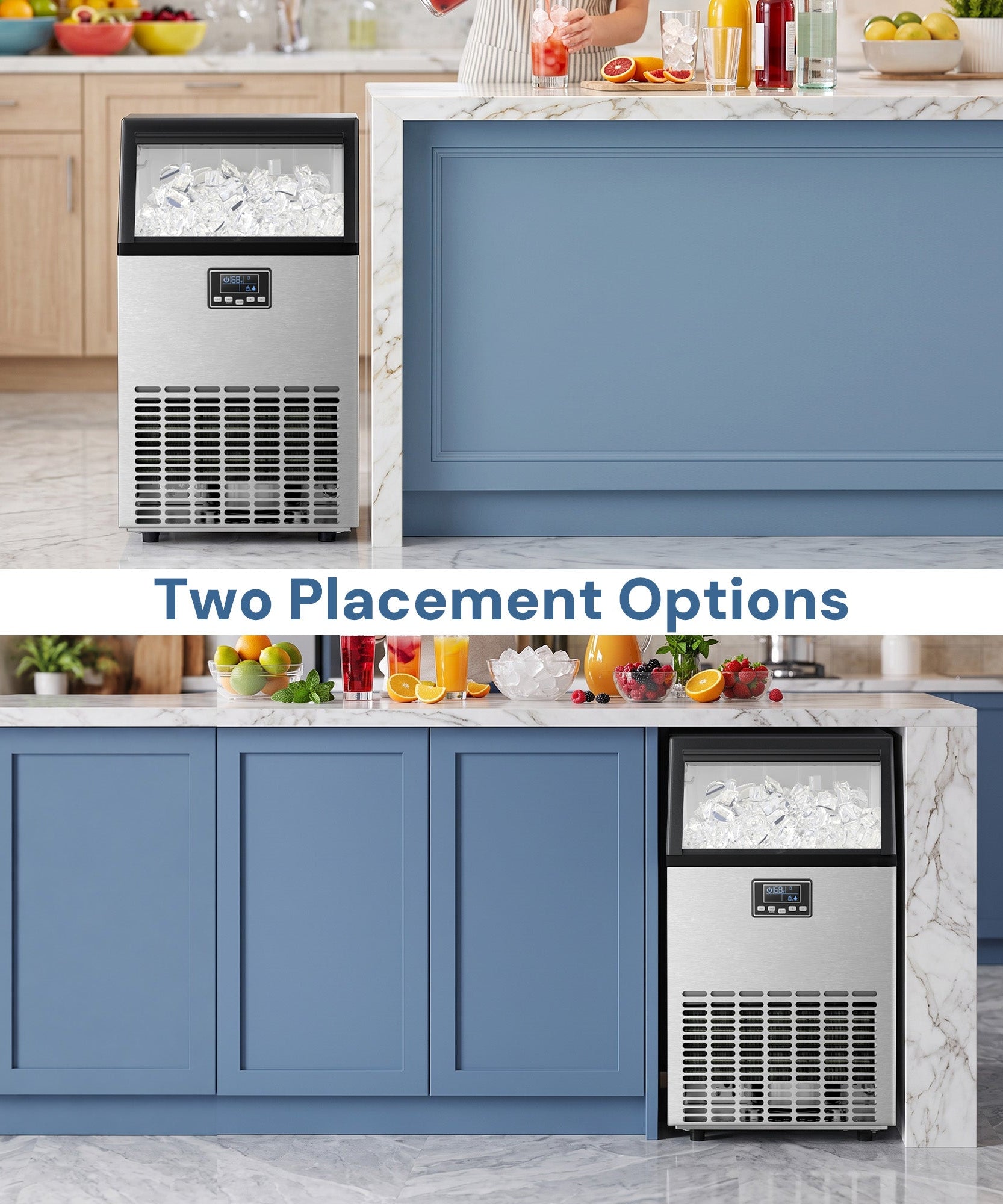 Commercial Ice Maker Machine,120lbs/24H Moon-Shaped Ice Machine with 28 Lbs Storage Capacity Z5845M