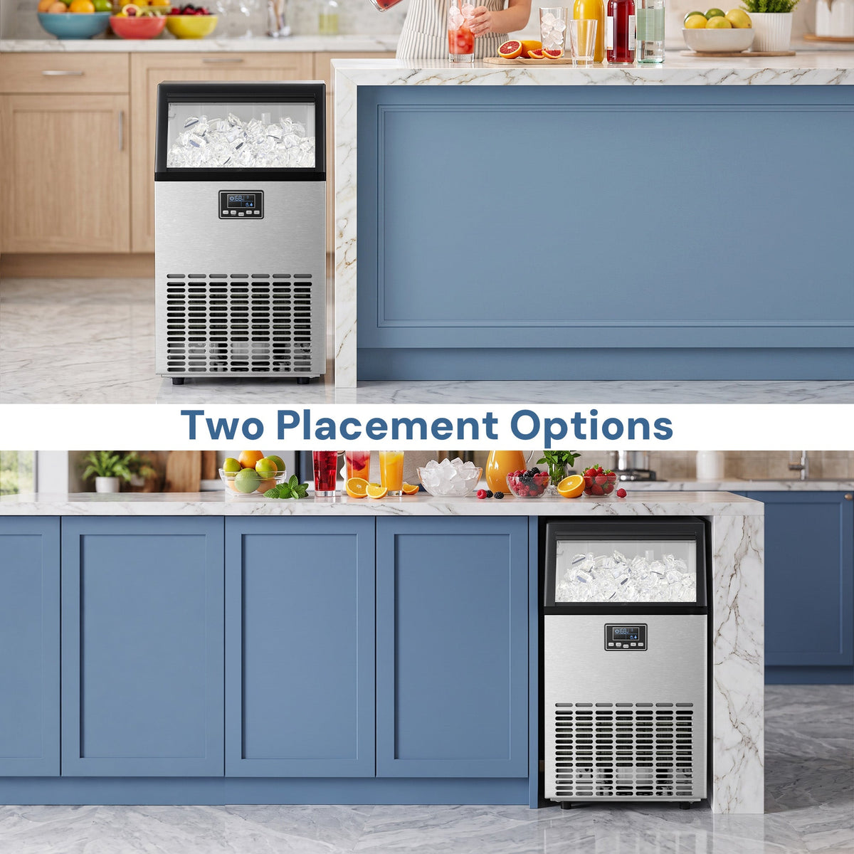 Commercial Ice Maker Machine,120lbs/24H Moon-Shaped Ice Machine with 28 Lbs Storage Capacity Z5845M