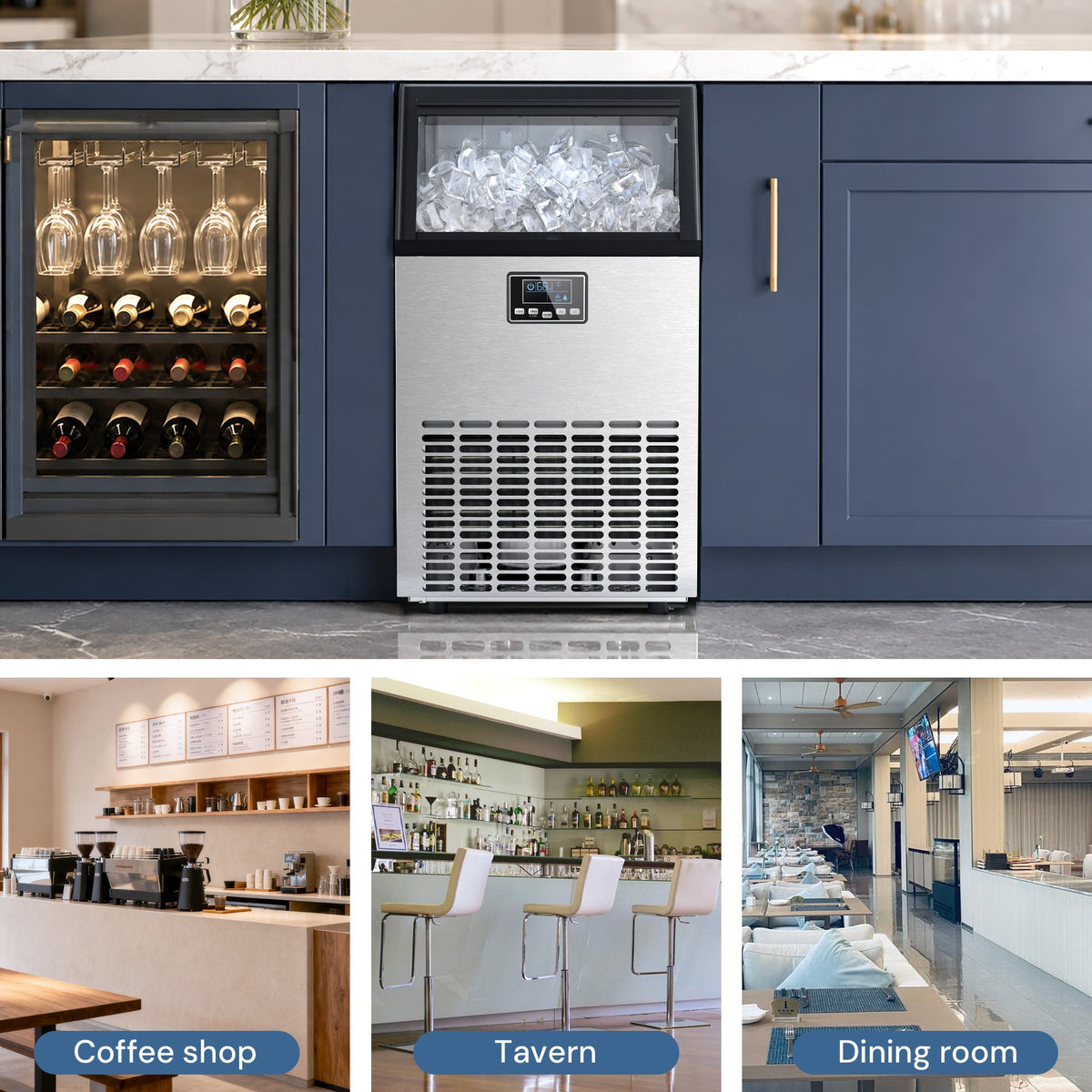 Commercial Ice Maker Machine,120lbs/24H Moon-Shaped Ice Machine with 28 Lbs Storage Capacity Z5845M