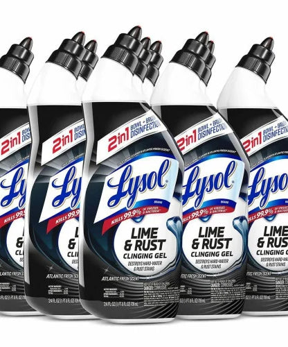 Lysol® Toilet Bowl Cleaner, Lime/Rust Remover, 24 oz, 9 Bottles (98013)