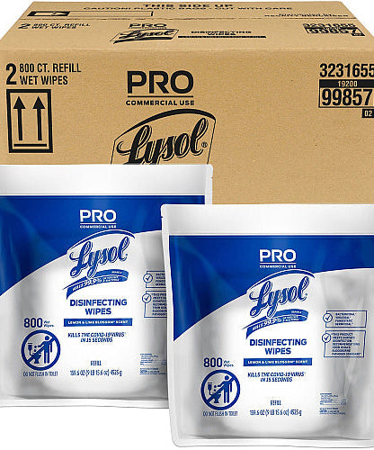 Lysol® Pro Disinfecting Wipe Bucket Refill, 2 Bags, 1600 Wipes (99857CT) - Grazingbelles
