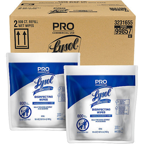 Lysol® Pro Disinfecting Wipe Bucket Refill, 2 Bags, 1600 Wipes (99857CT) - Grazingbelles
