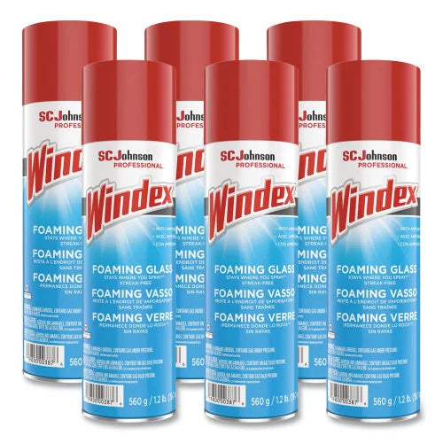 Windex® Foaming Glass Cleaner, Fresh Scent, 20 oz, 6 Aerosol Cans (333813)
