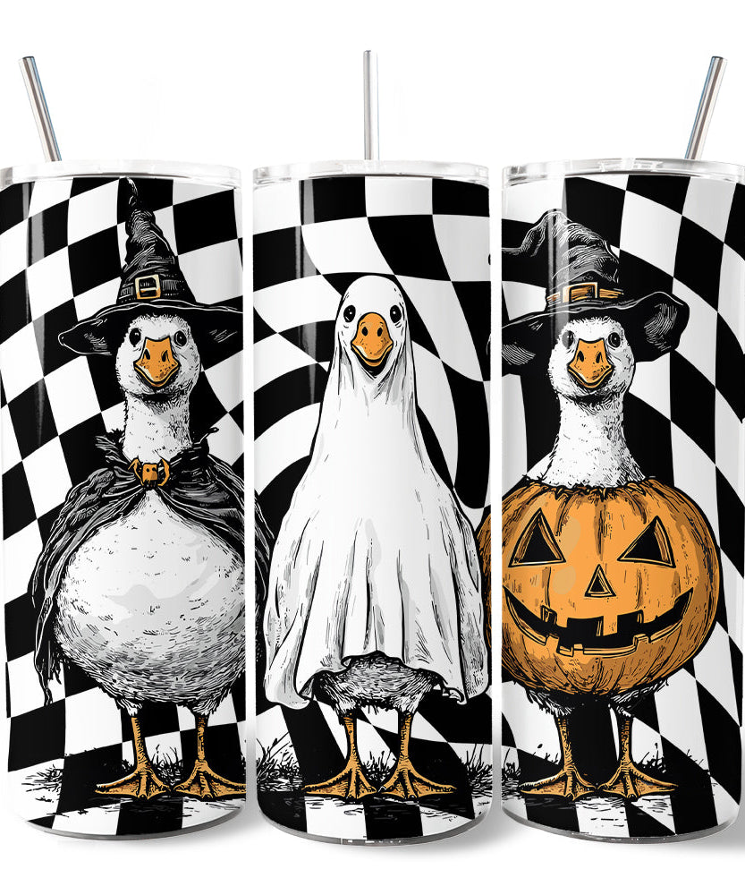 Haunting Honkers Goose 20oz Personalized Tumbler With Lid and Stainless Steel Straw, Funny Halloween Costumes Gift Cup