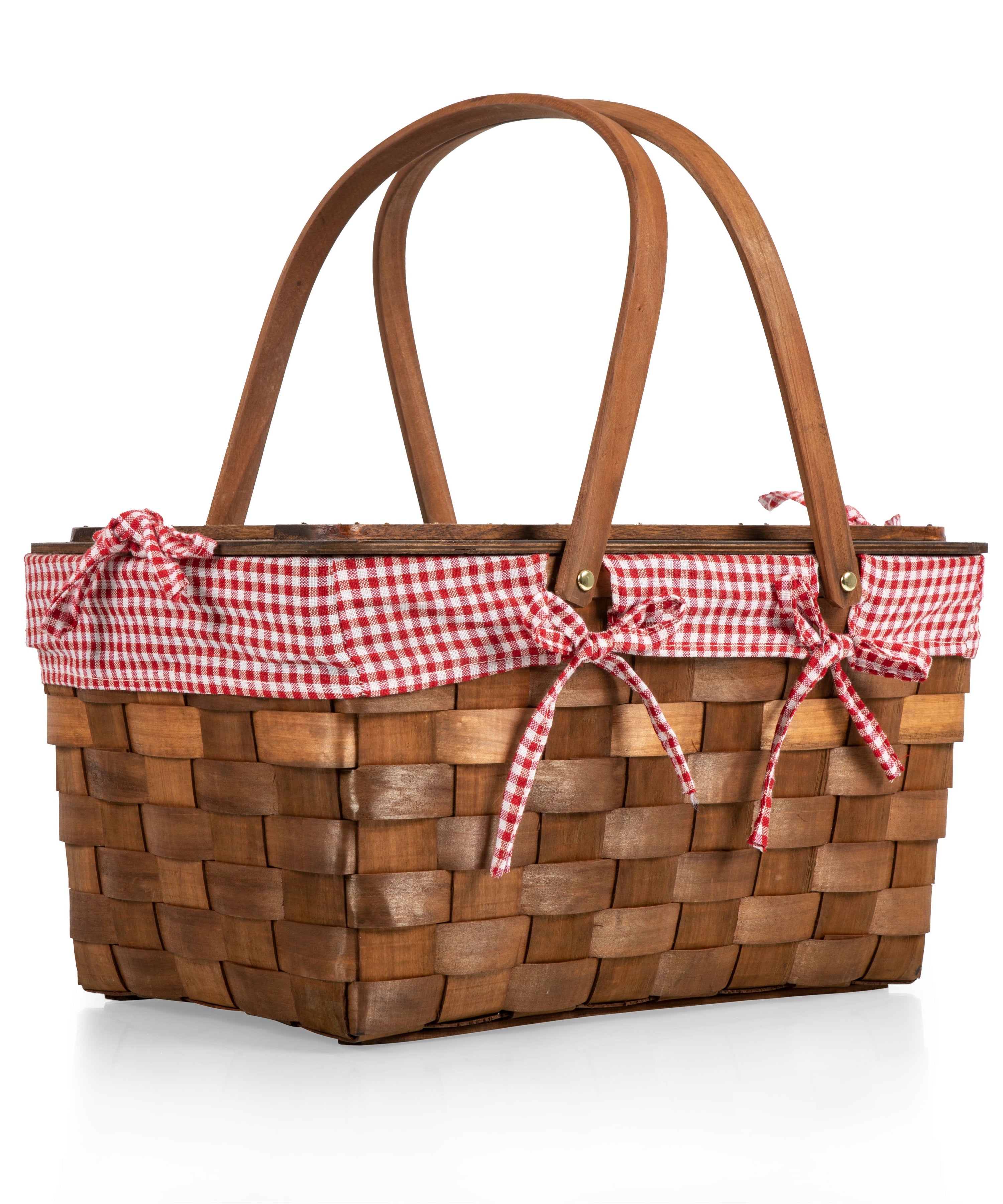 Kansas Handwoven Wood Picnic Basket