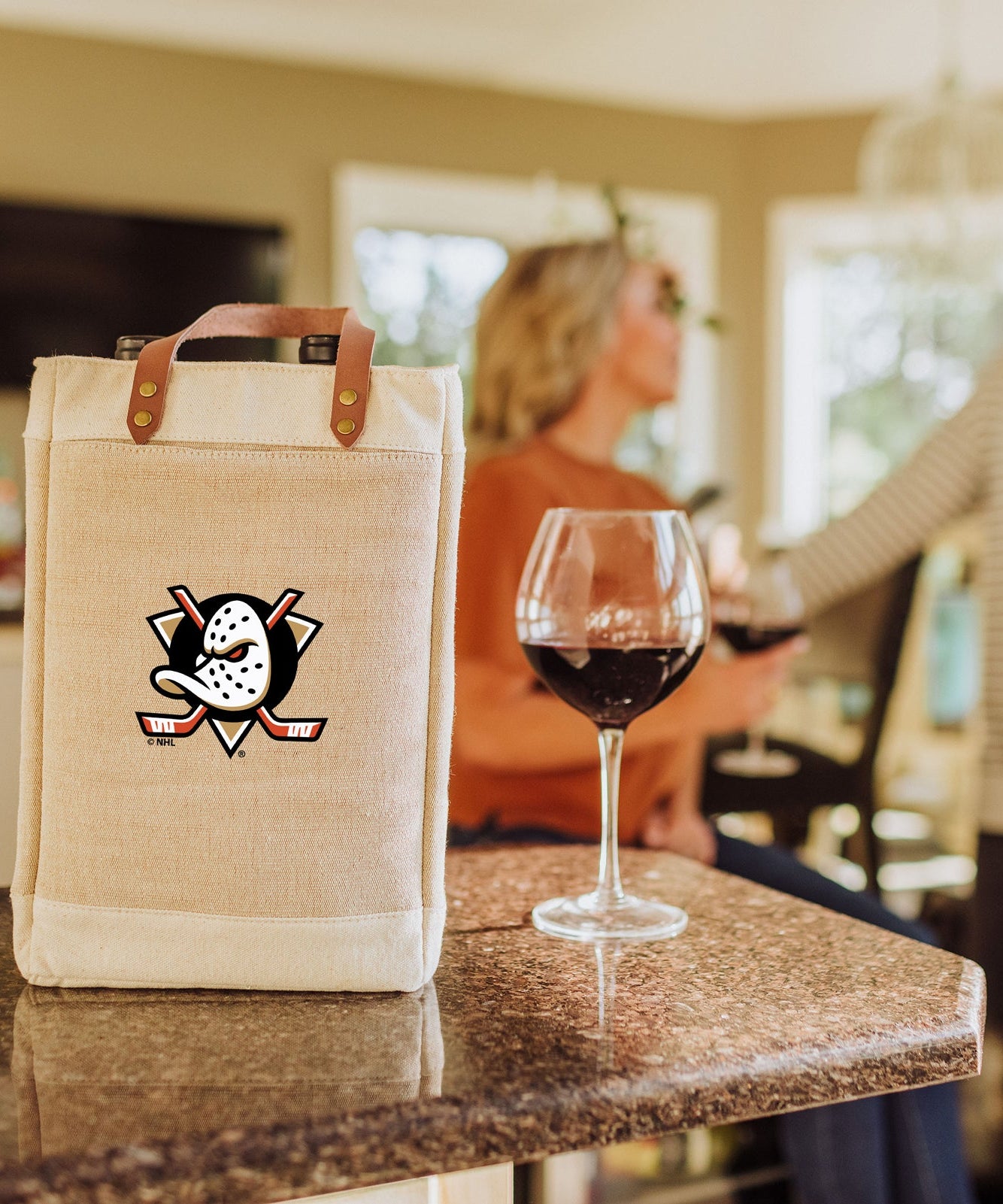 Anaheim Ducks - Pinot Jute 2 Bottle Insulated Wine Bag