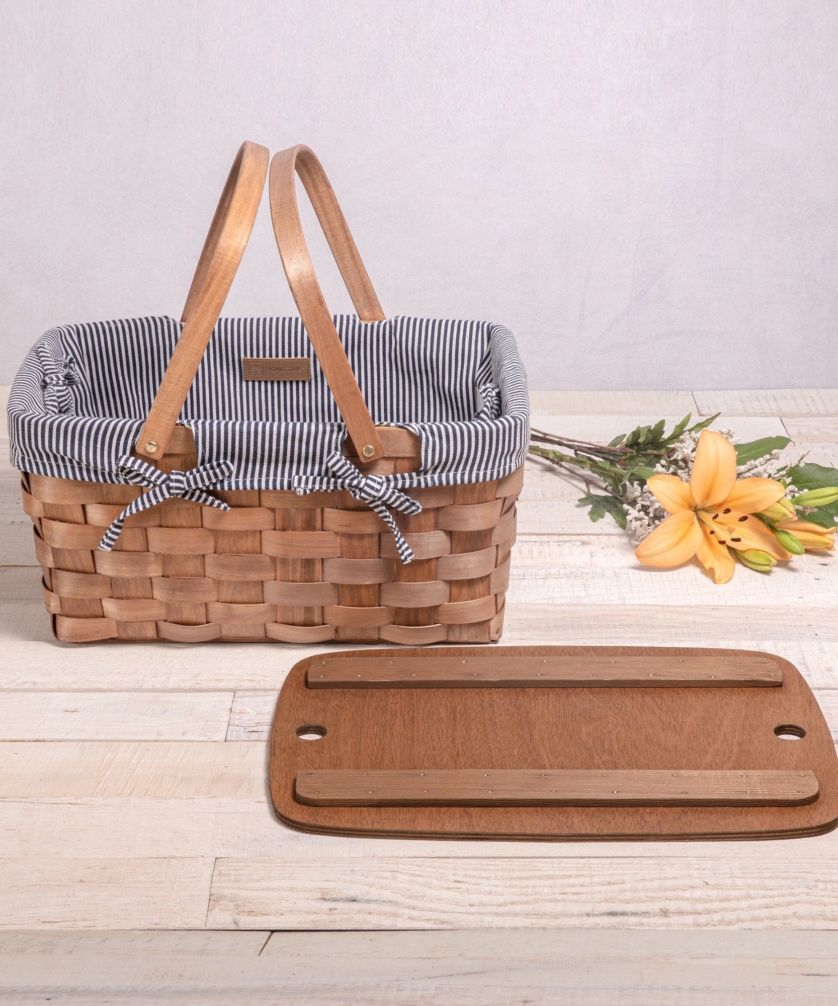 Kansas Handwoven Wood Picnic Basket