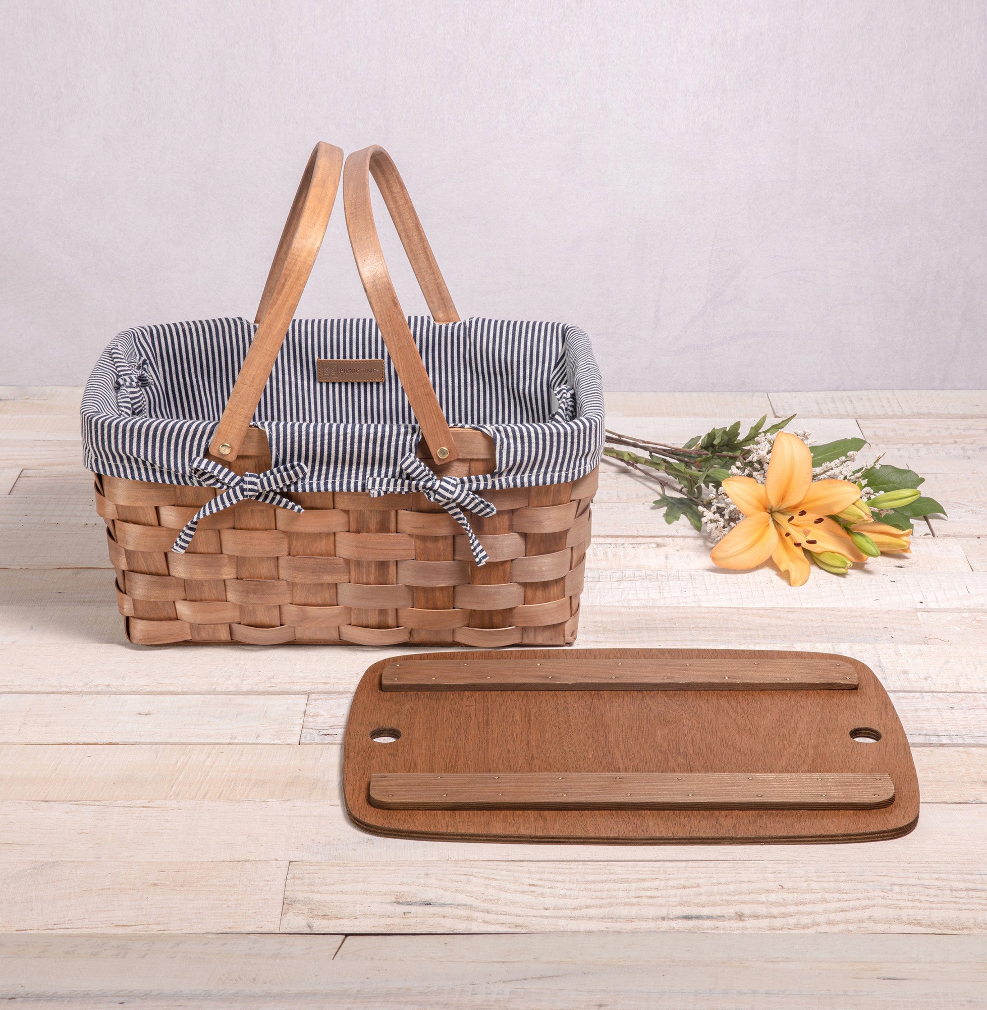 Kansas Handwoven Wood Picnic Basket
