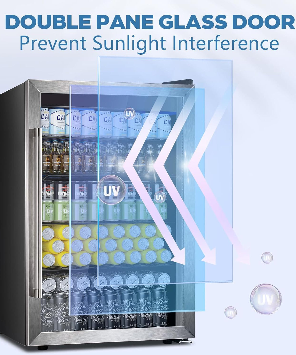 Beverage Refrigerator Cooler 4.4 Cu.Ft,145 Can Mini Fridge with Glass Door W58128SSH - Grazingbelles