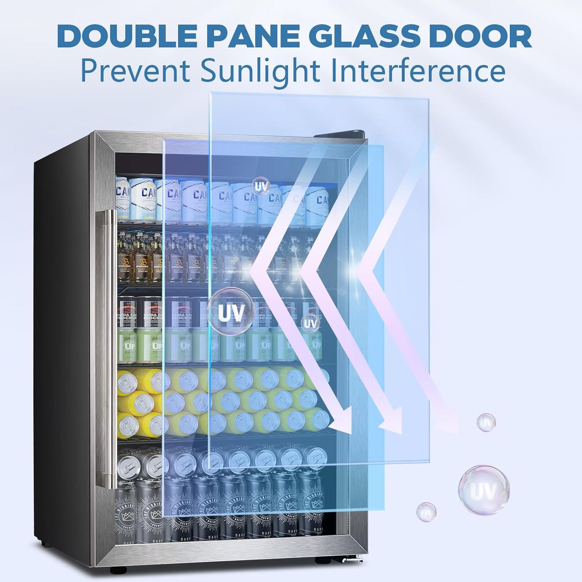 Beverage Refrigerator Cooler 4.4 Cu.Ft,145 Can Mini Fridge with Glass Door W58128SSH - Grazingbelles