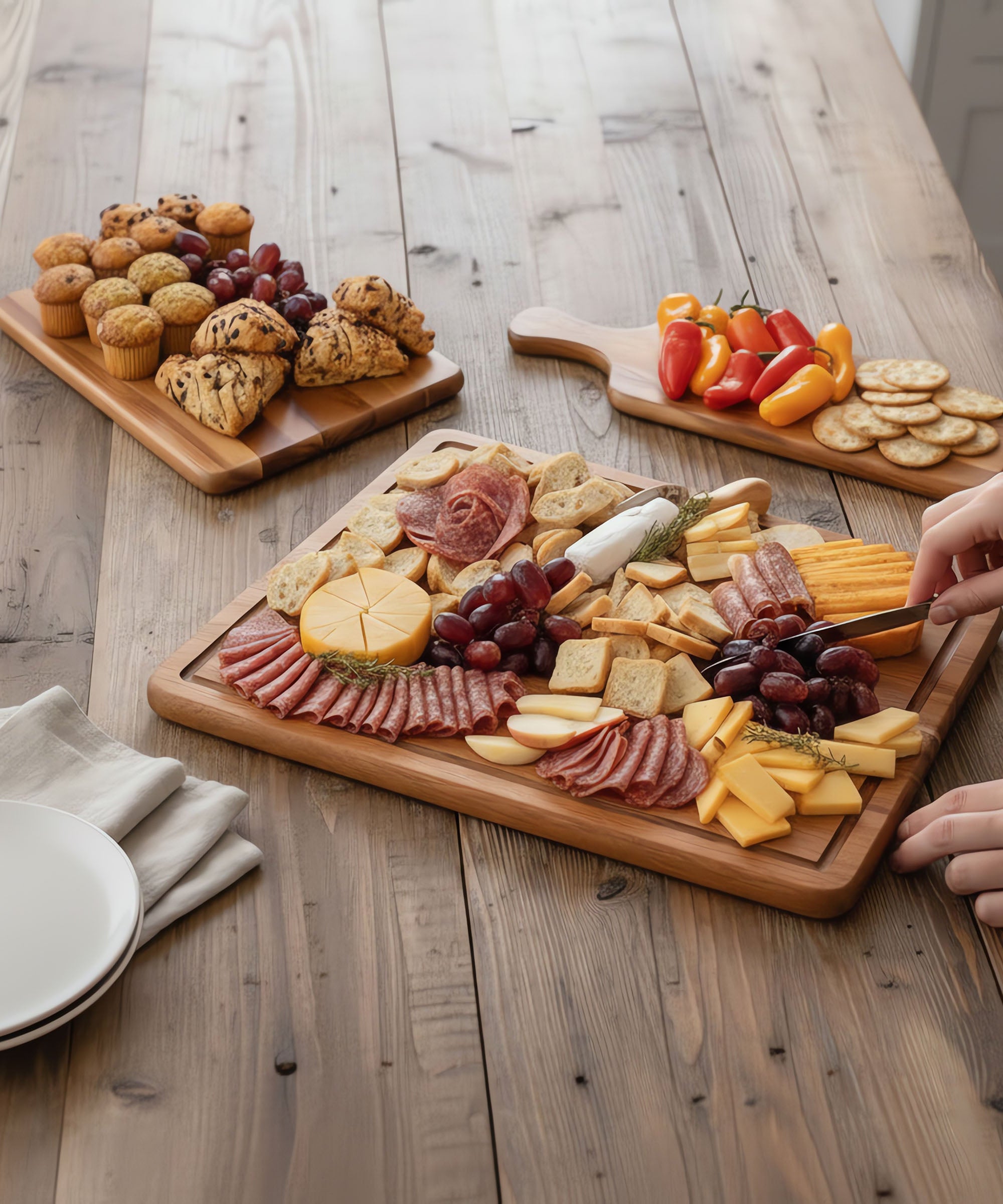 3-Piece Acacia Wood Charcuterie Board Set