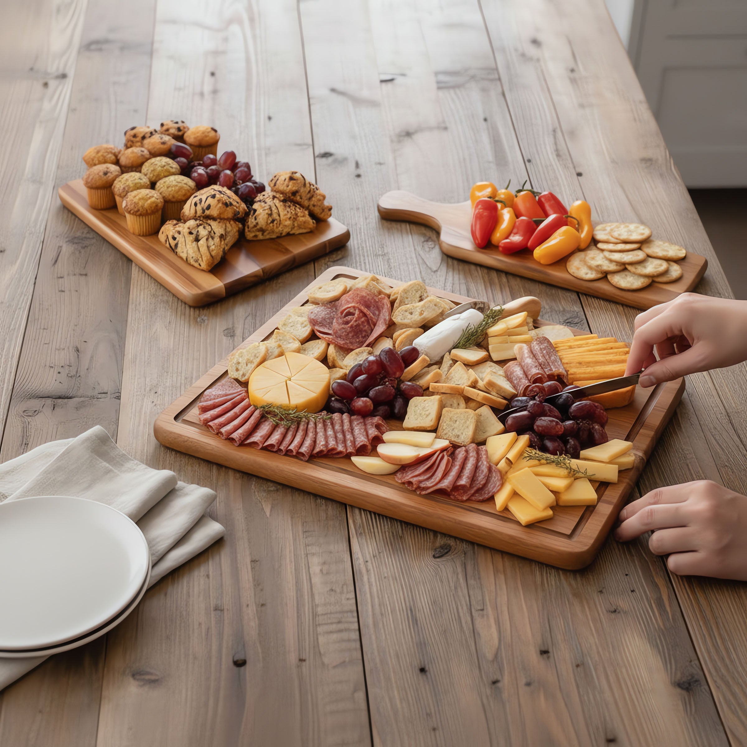3-Piece Acacia Wood Charcuterie Board Set