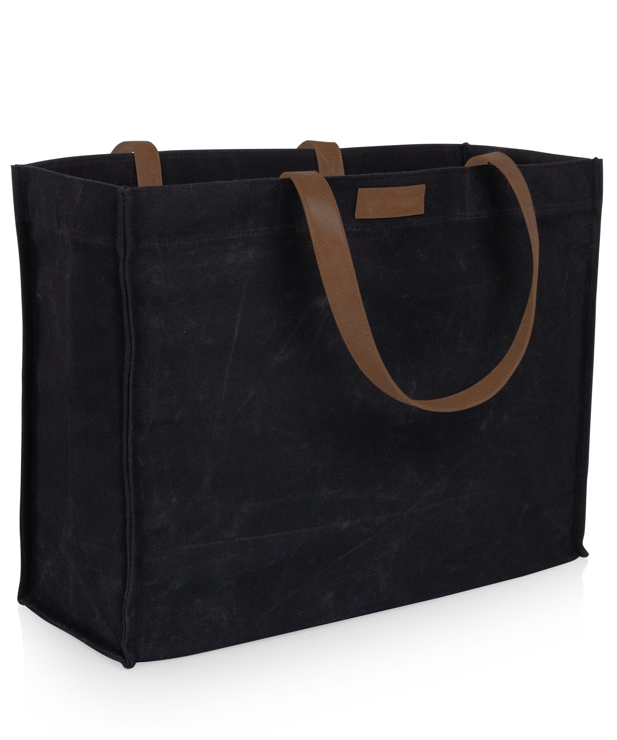 Market Waxed Canvas Tote with Leatherette Handles