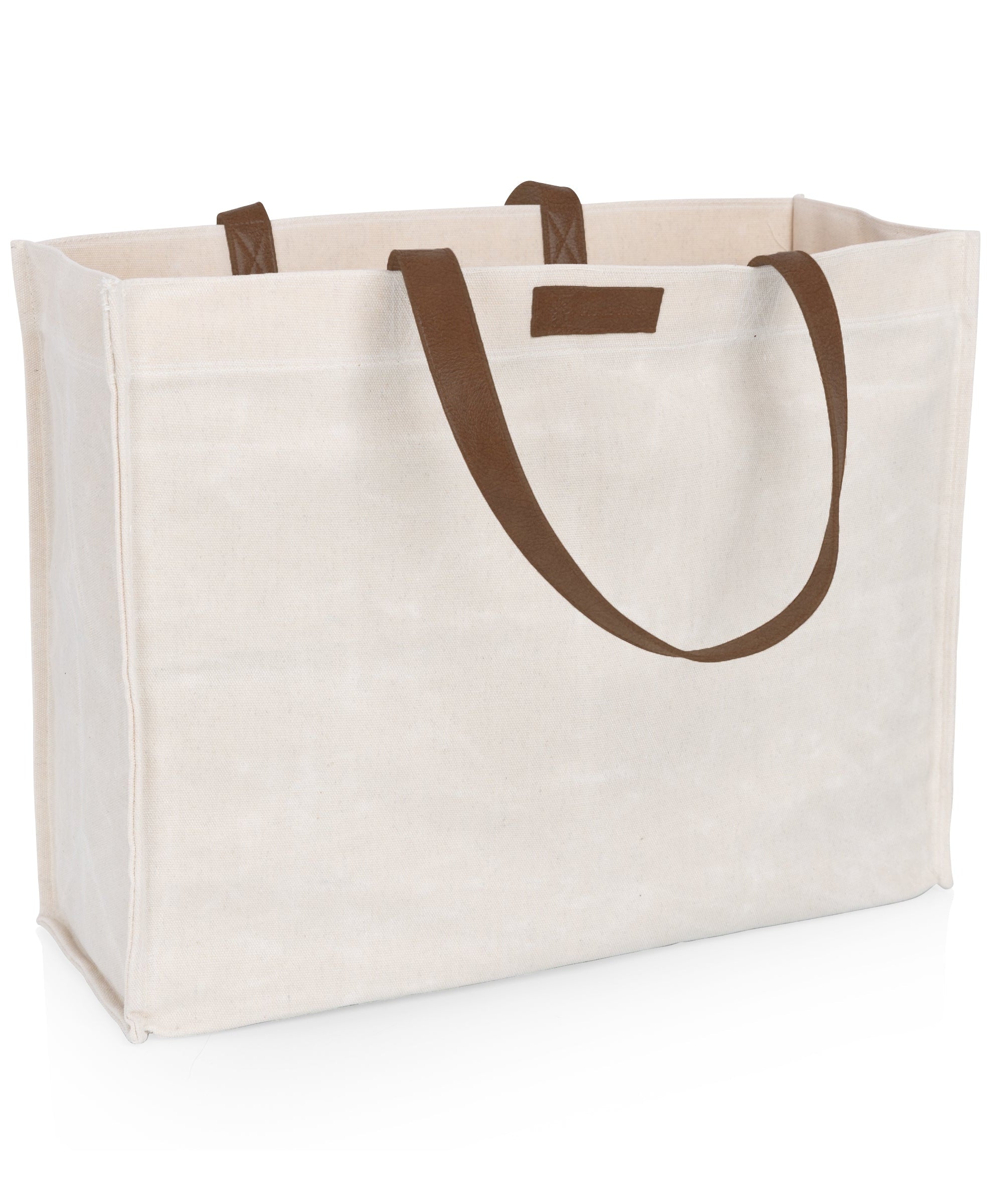 Market Waxed Canvas Tote with Leatherette Handles