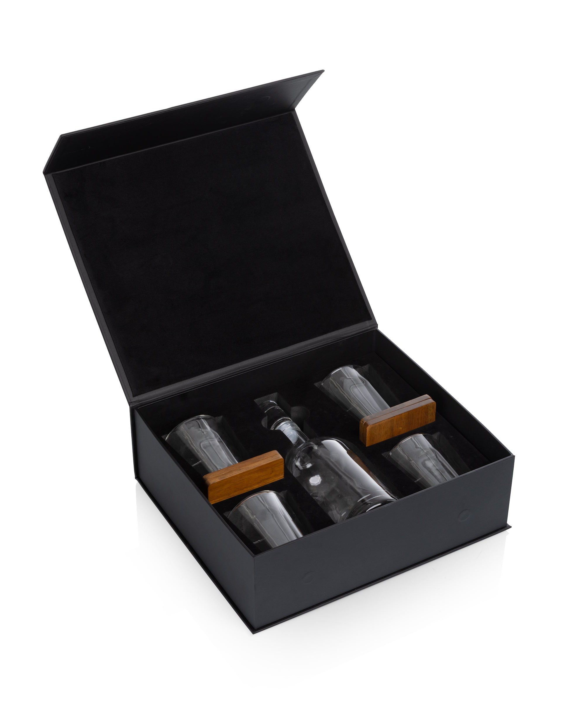 Ambassador Whiskey Box with Decanter and 4 Lowball Glasses