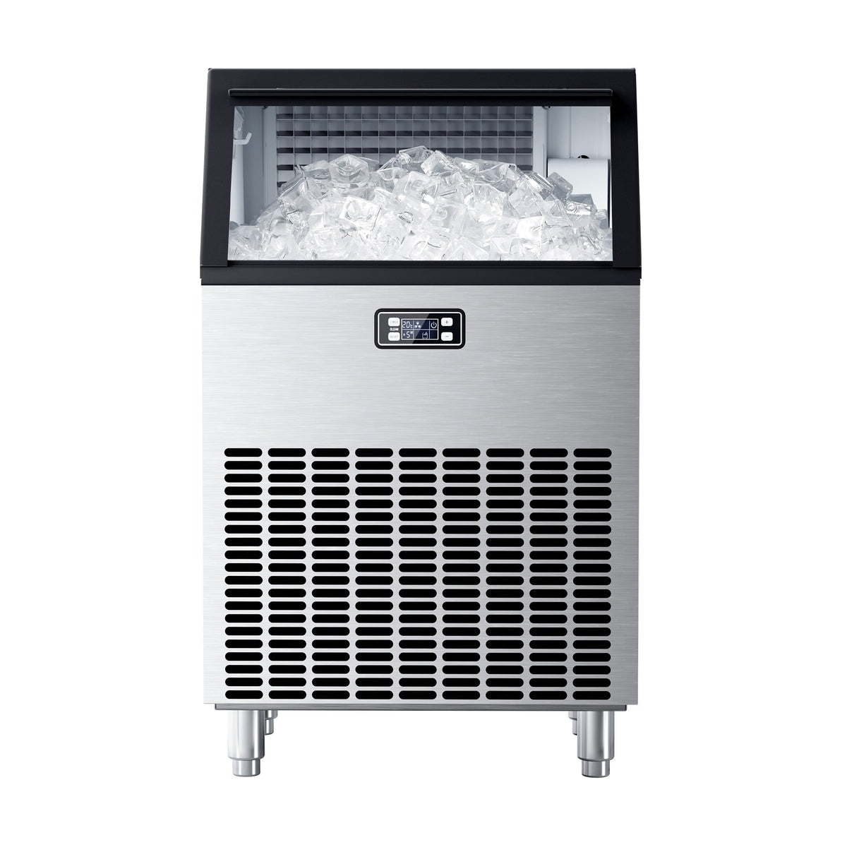 Commercial Ice Maker, Freestanding Square Ice Cube Maker 265lbs/24h, 55lbs Storage Bin, Full Heavy Duty Stainless Steel Construction