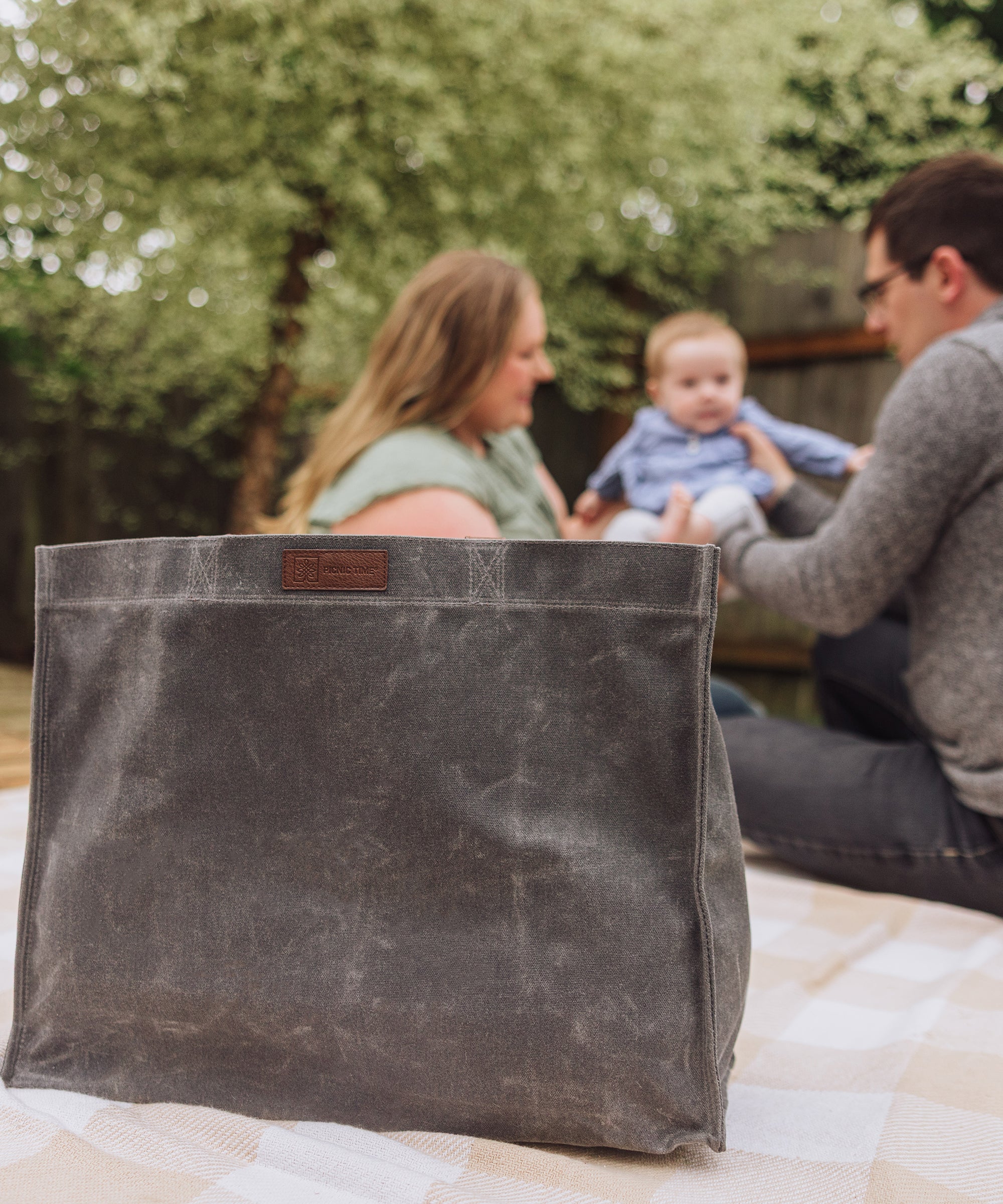 Market Waxed Canvas Tote with Leatherette Handles