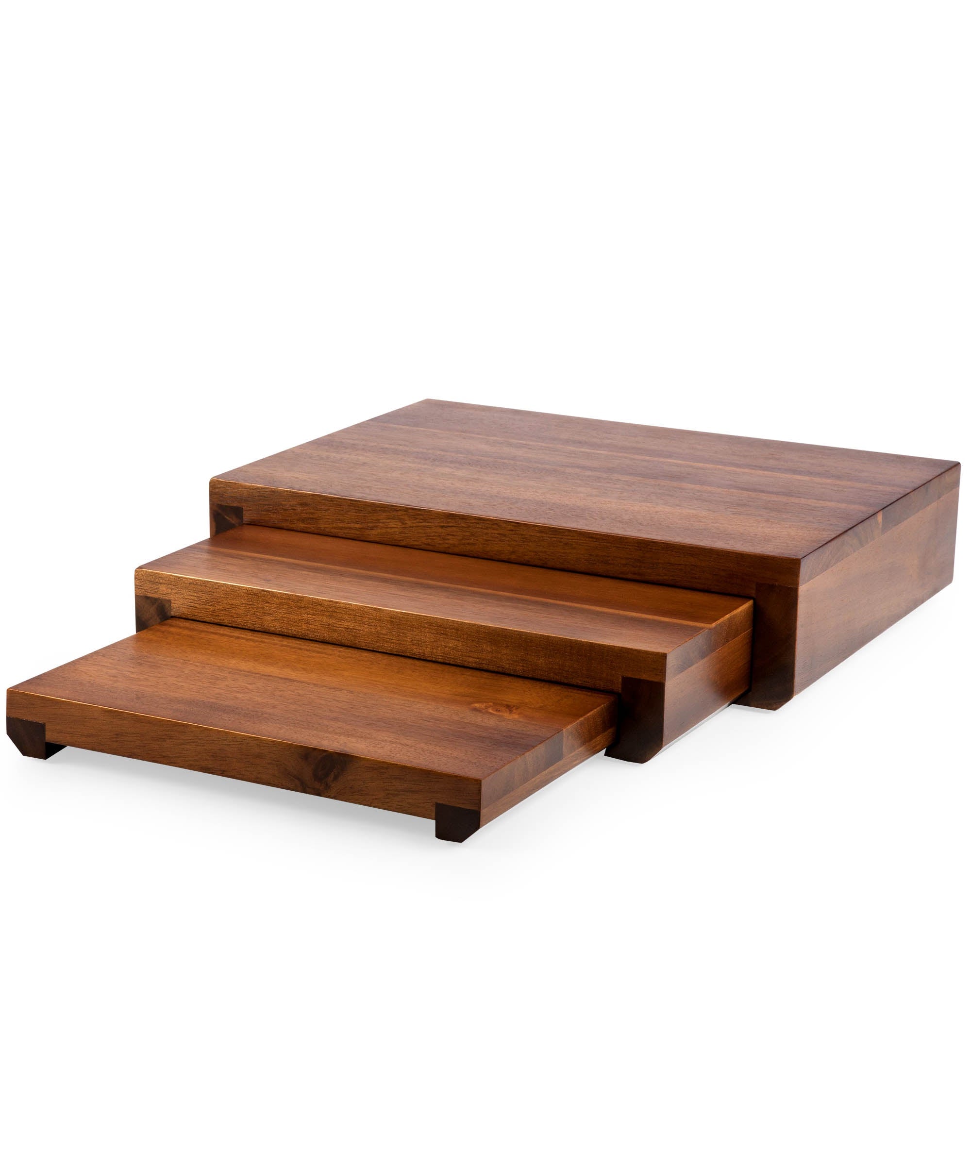Etage Set Of 3 Acacia Serving Pedestals