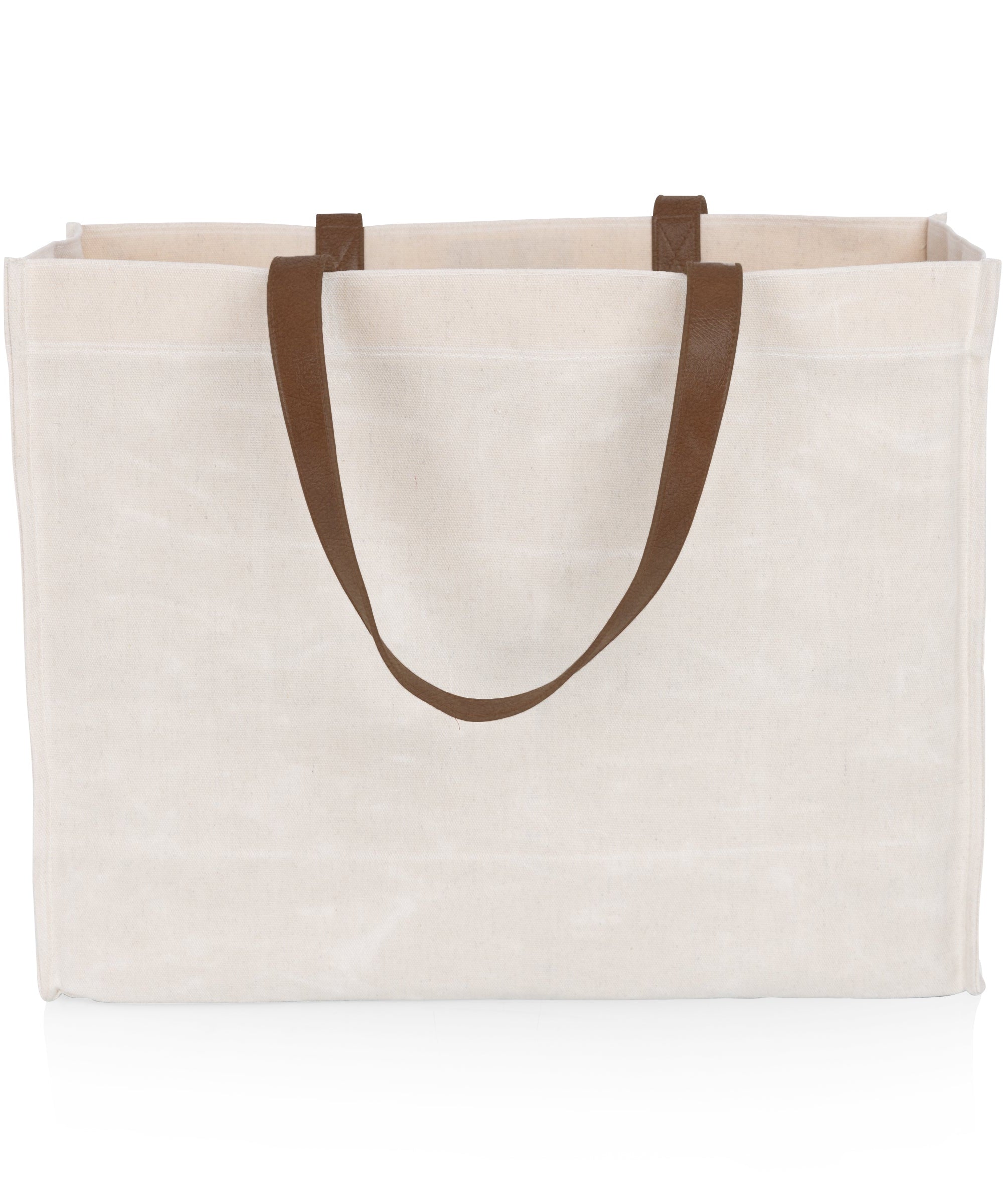 Market Waxed Canvas Tote with Leatherette Handles