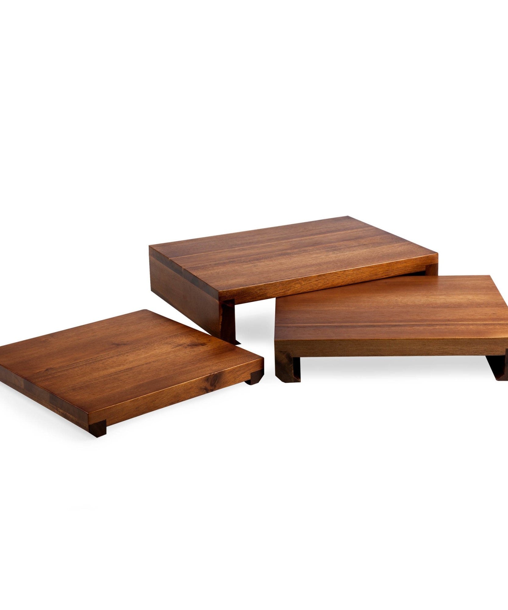 Etage Set Of 3 Acacia Serving Pedestals
