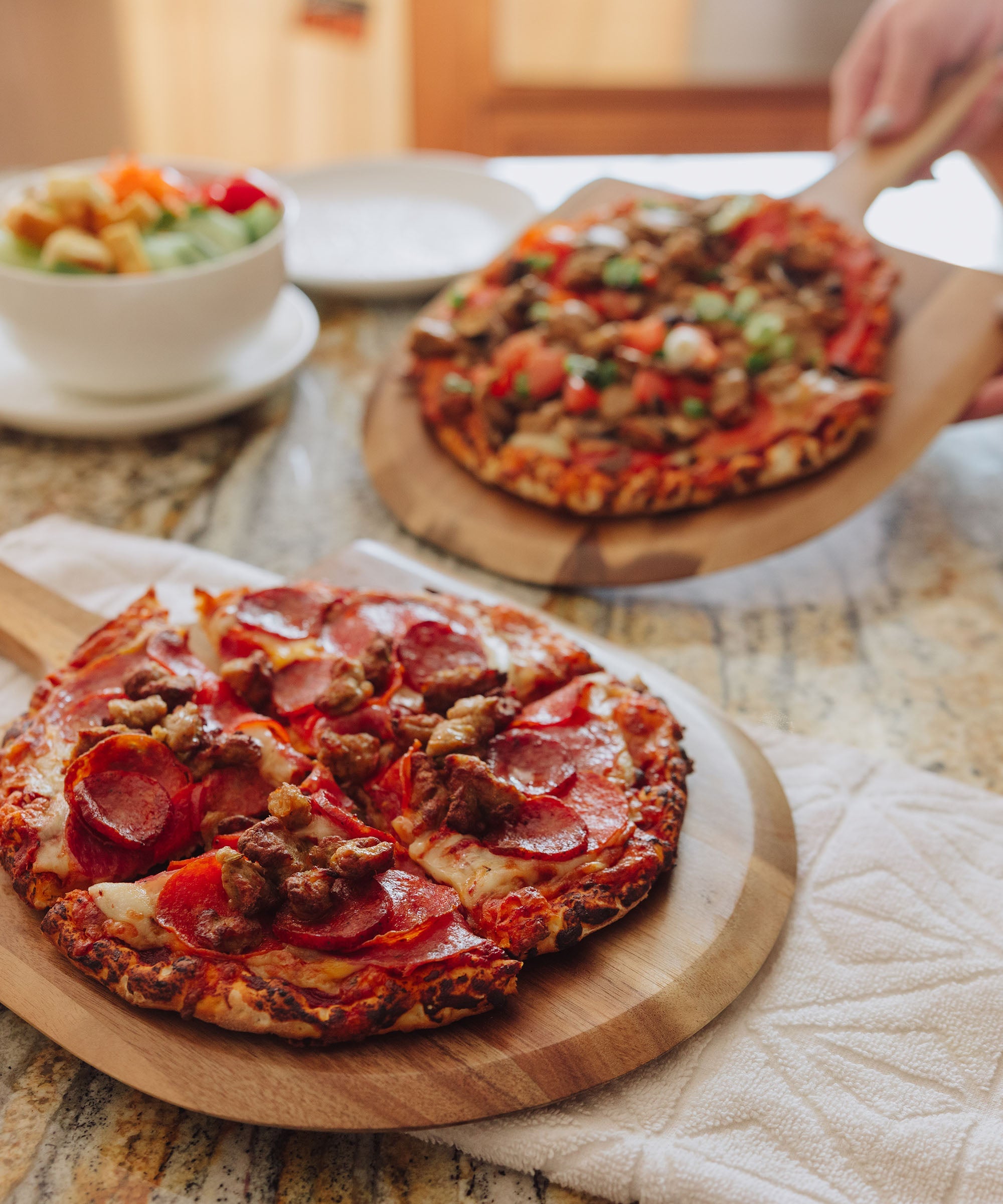 Acacia Personal Pizza Peel Serving Board Paddle Set of 2