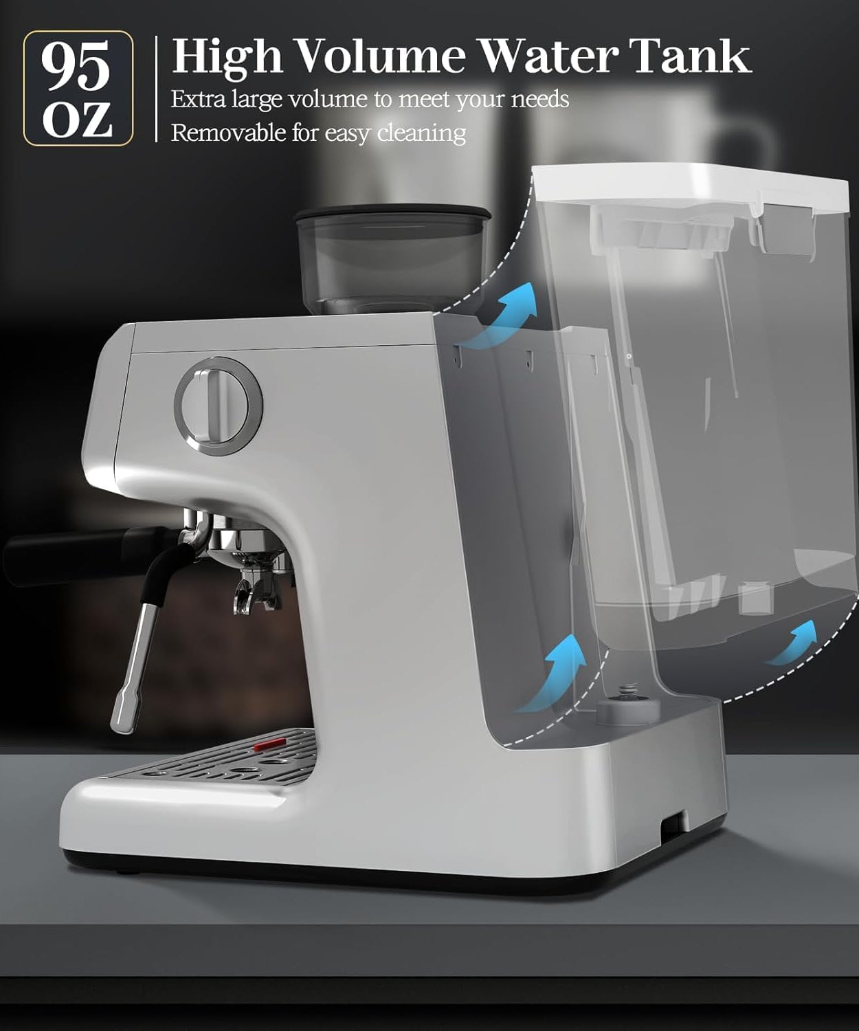 Espresso Machine ,Semi-Automatic Coffee Maker with Bean Grinder and Milk Frother Steam Wand CM8050 - Grazingbelles
