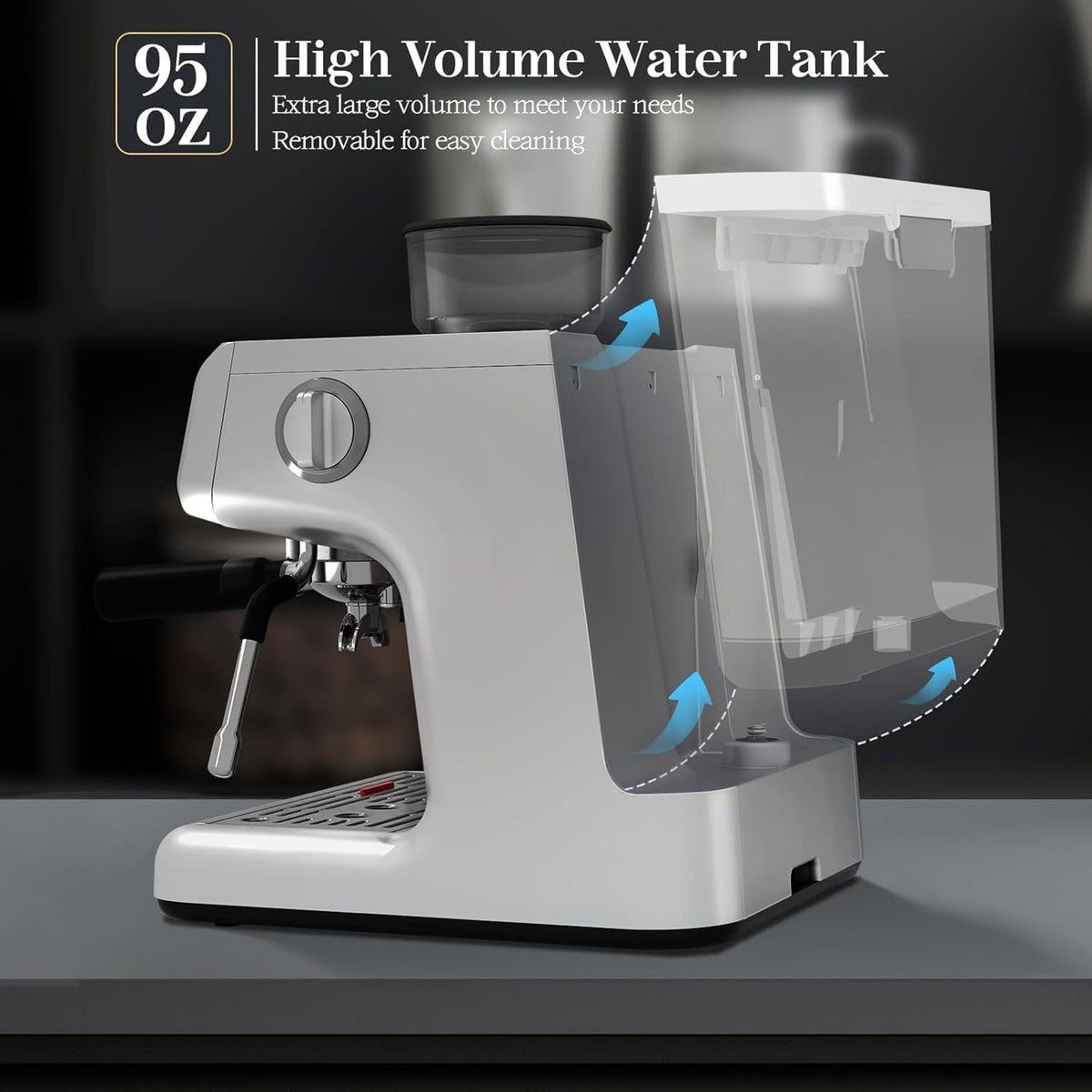 Espresso Machine ,Semi-Automatic Coffee Maker with Bean Grinder and Milk Frother Steam Wand CM8050 - Grazingbelles