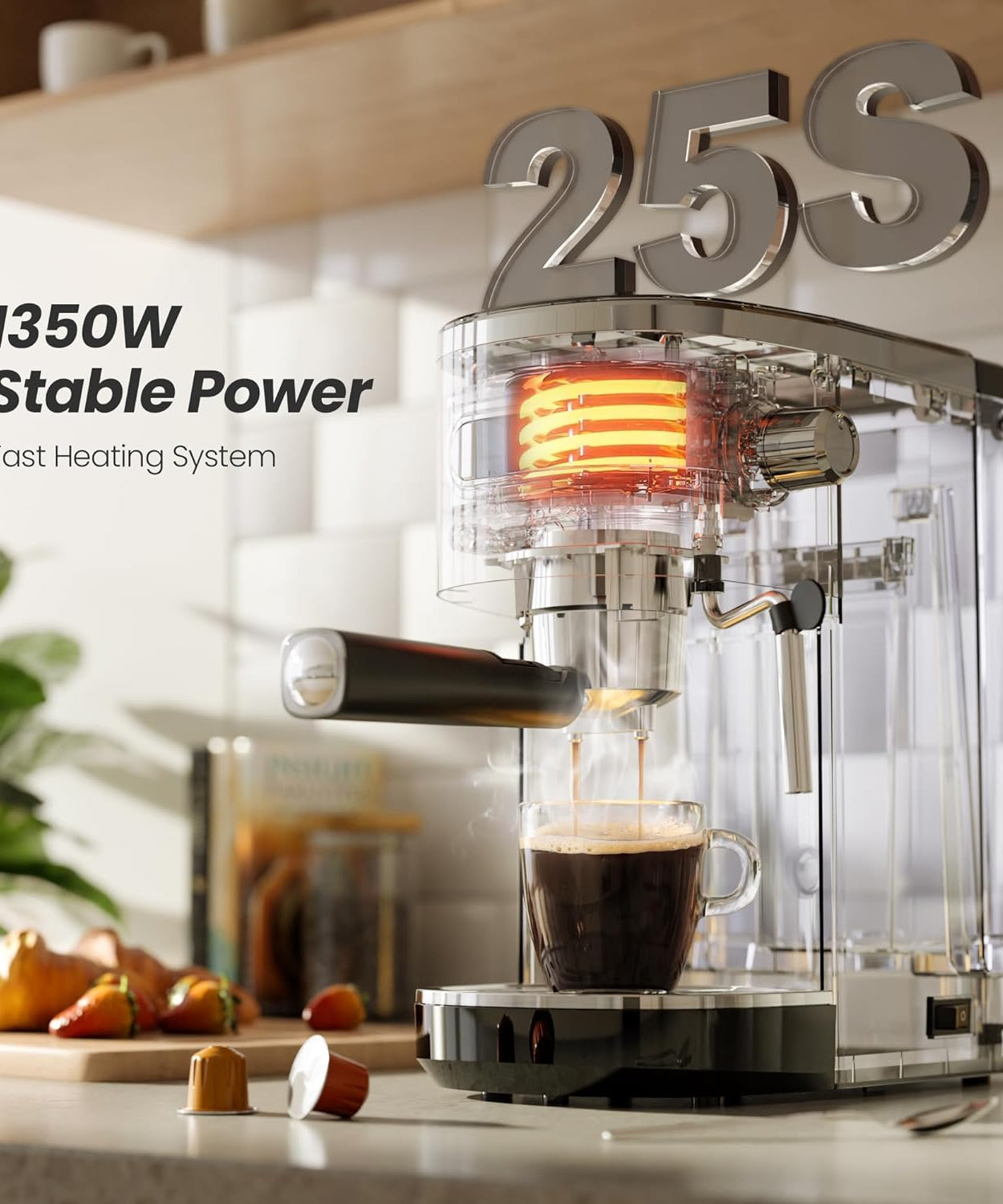 Espresso Machine ,Semi-Automatic Coffee Maker with Bean Grinder and Milk Frother Steam Wand CM8050 - Grazingbelles