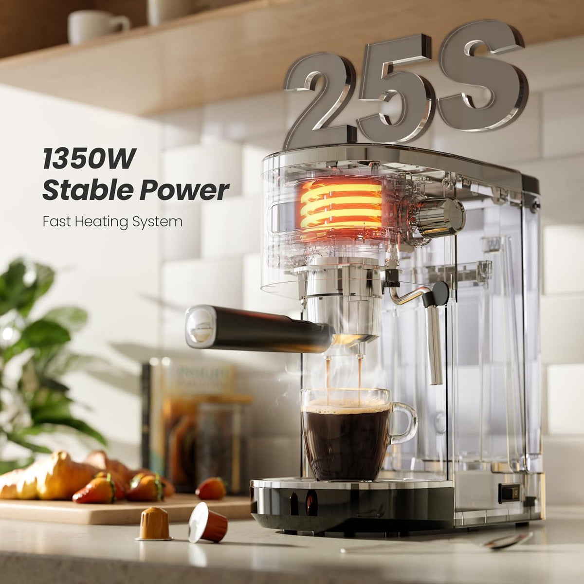 Espresso Machine ,Semi-Automatic Coffee Maker with Bean Grinder and Milk Frother Steam Wand CM8050 - Grazingbelles